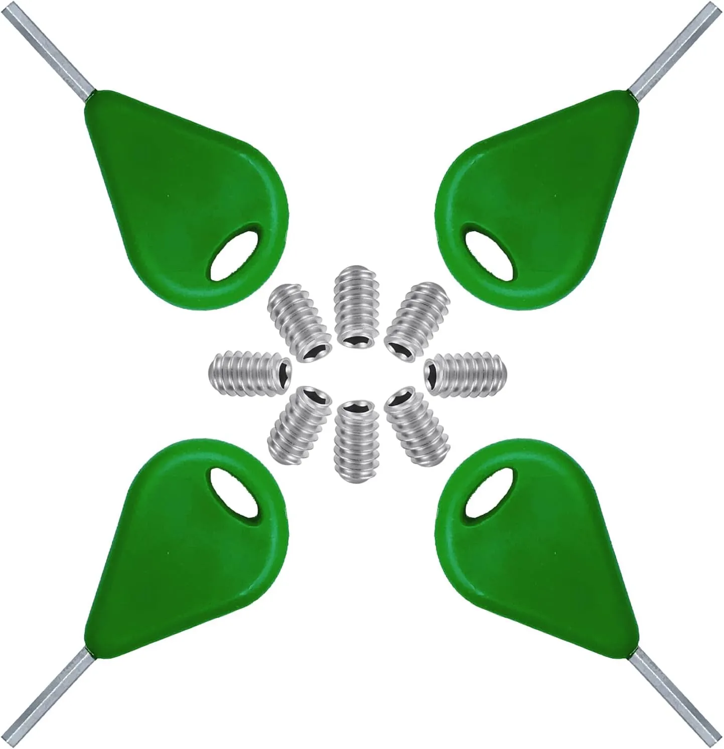 4pcs Surf Fin Key & Screws for Surfboard Sup Kayak Longboard Surfing Paddleboard Surf Paddle Board, Fins Replacement Install Remove Tool Accessories Green