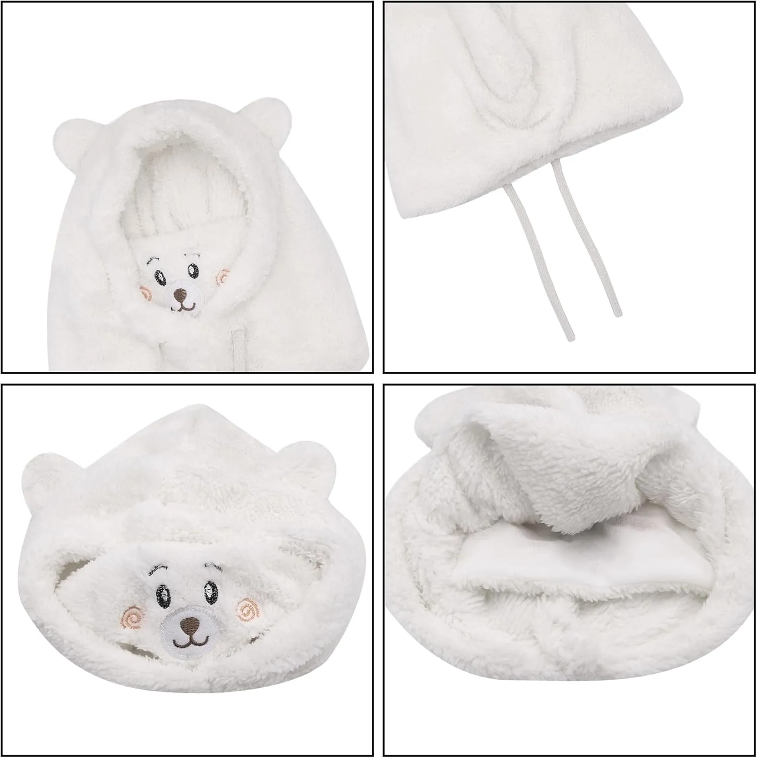 ANKOMINA Winter Cute Bear Ear Warm Hat Women Plush Earflap Beanie Hat Kids Girls Windproof Skull Cap