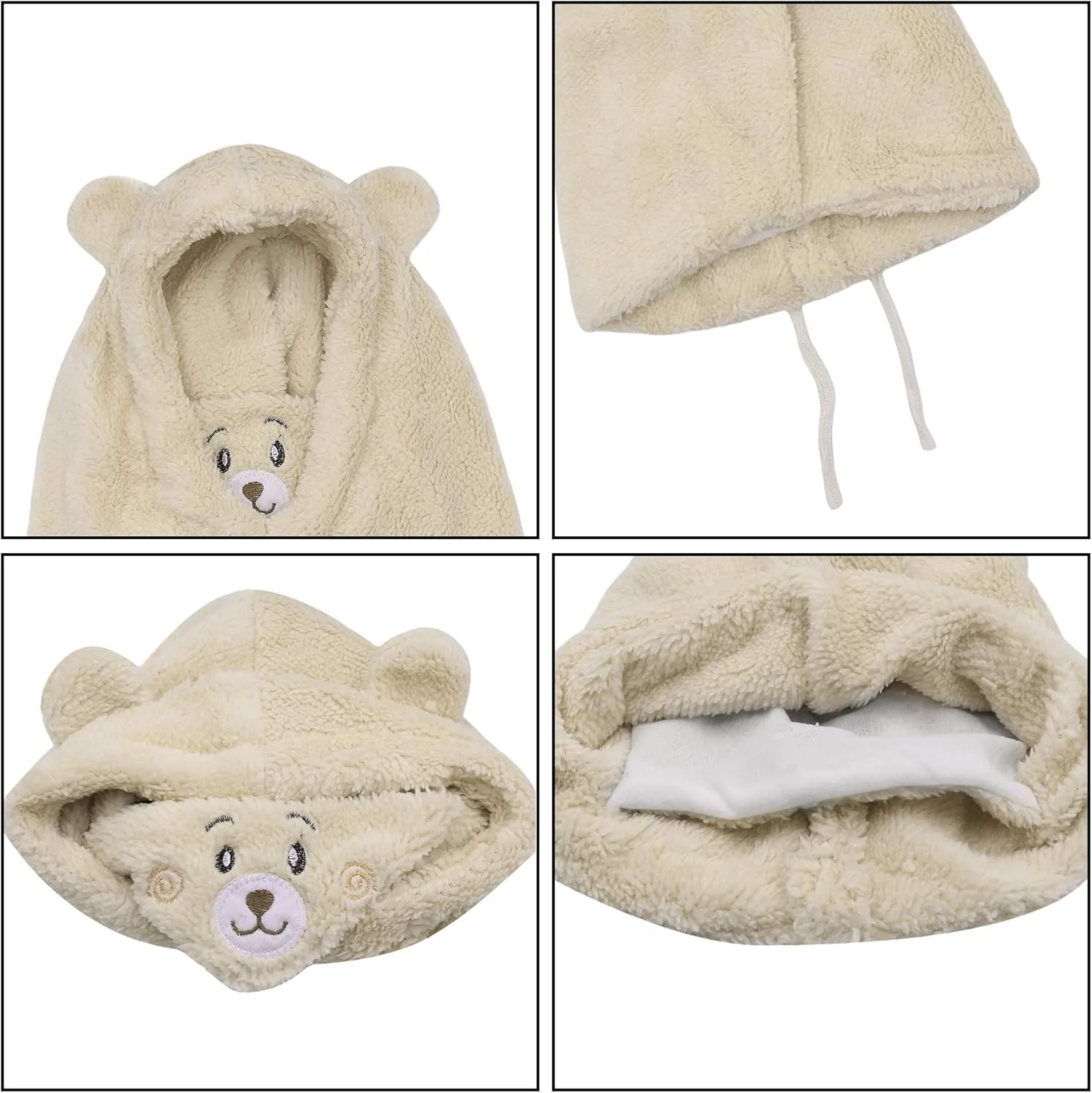 ANKOMINA Winter Cute Bear Ear Warm Hat Women Plush Earflap Beanie Hat Kids Girls Windproof Skull Cap