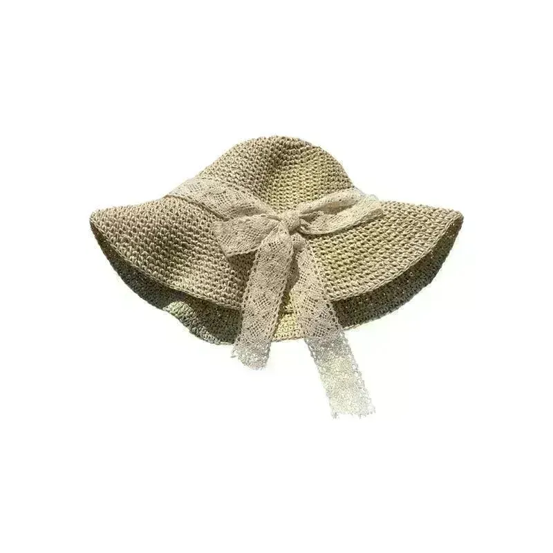 Beige Woven Straw Hat Women's Spring Summer