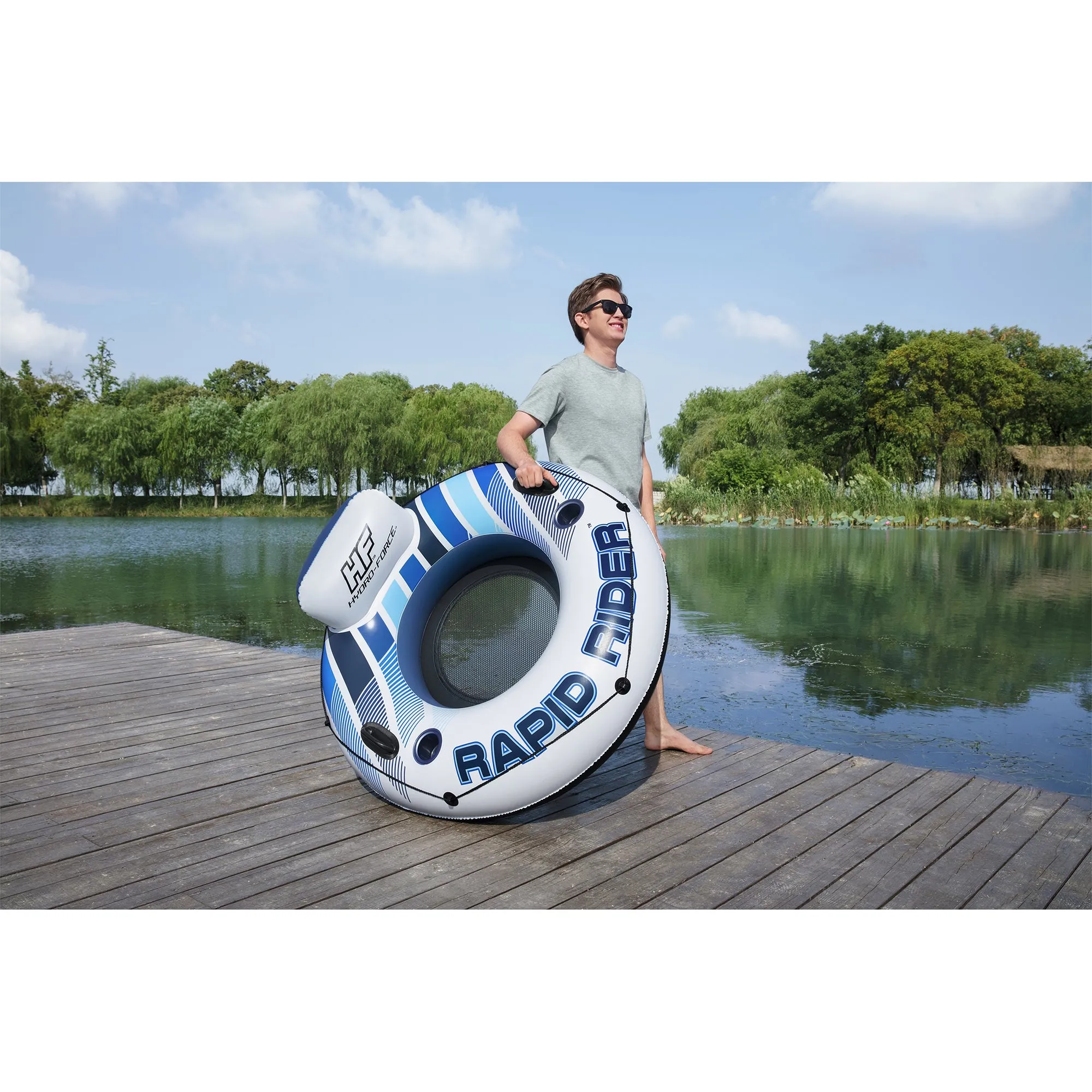 Bestway 43116E Hydro Force Rapid Rider Single River Inner Tube, Blue and White
