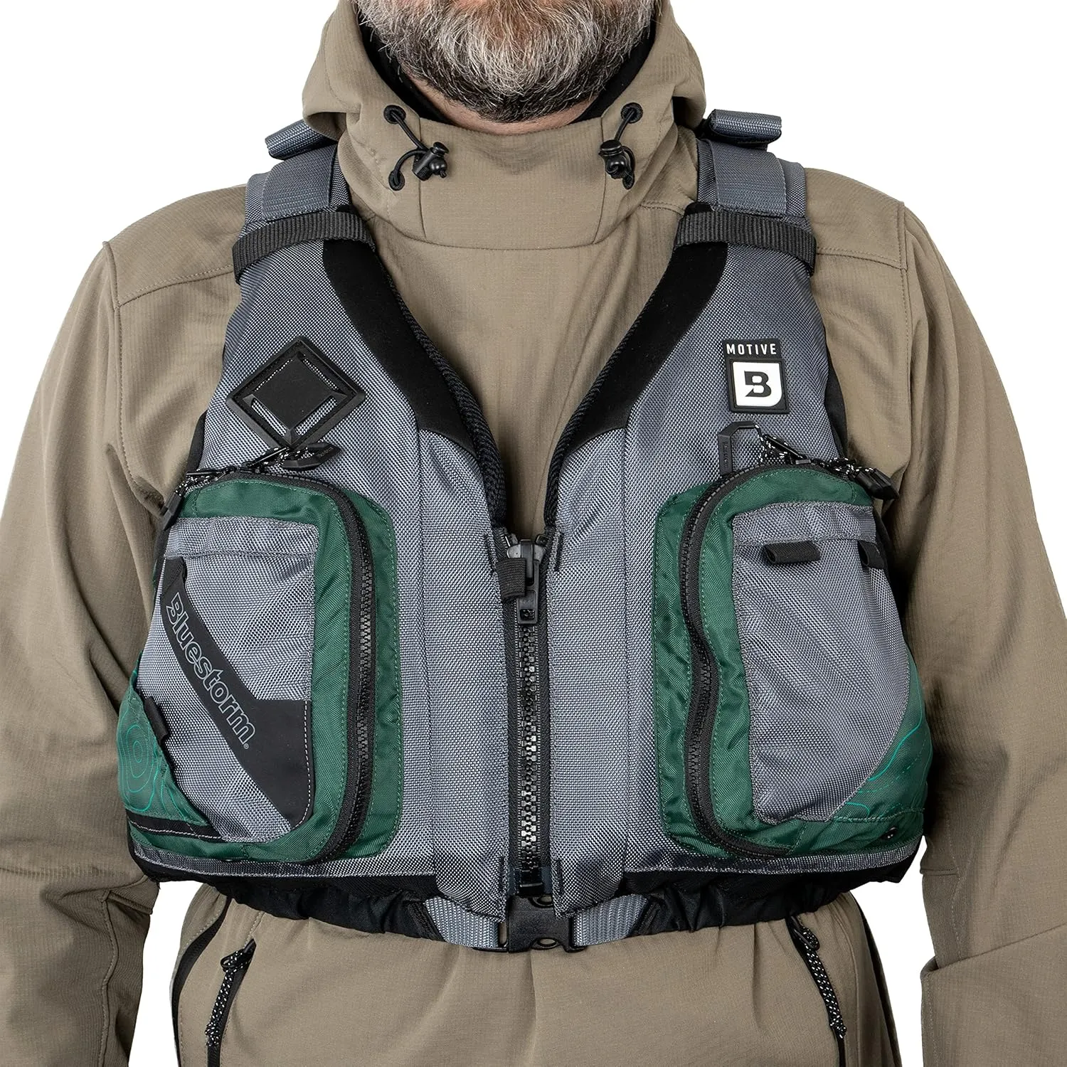 BLUESTORM Motive Kayak Life Jacket (PFD) | Fully Adjustable | Lined Pockets | US Coast Guard Approved | for Kayaking, Paddling, Fishing and More