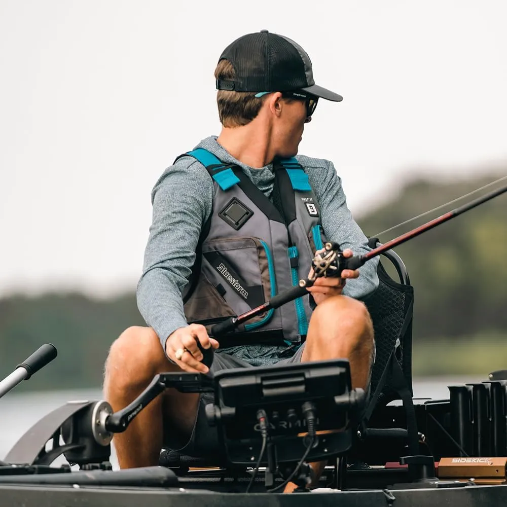 BLUESTORM Motive Kayak Life Jacket (PFD) | Fully Adjustable | Lined Pockets | US Coast Guard Approved | for Kayaking, Paddling, Fishing and More