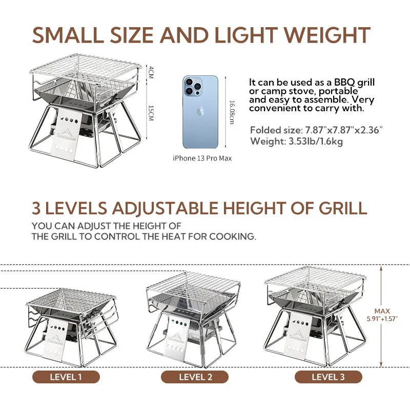 CampingMoon Mini Charcoal Grill X-mini