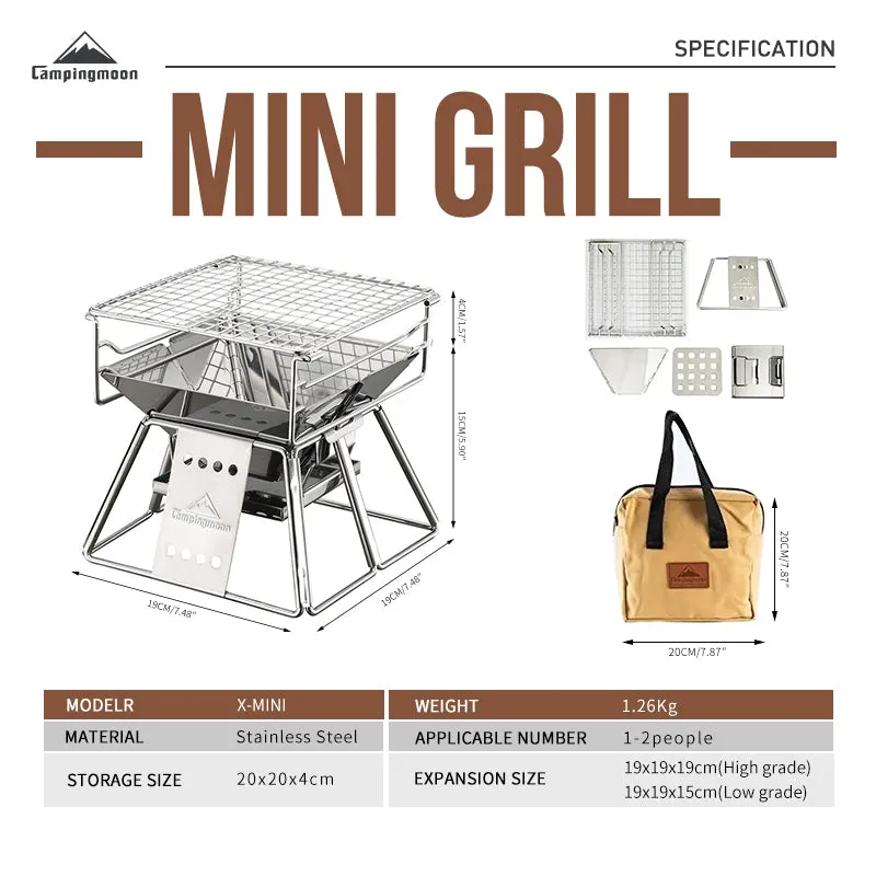 CampingMoon Mini Charcoal Grill X-mini