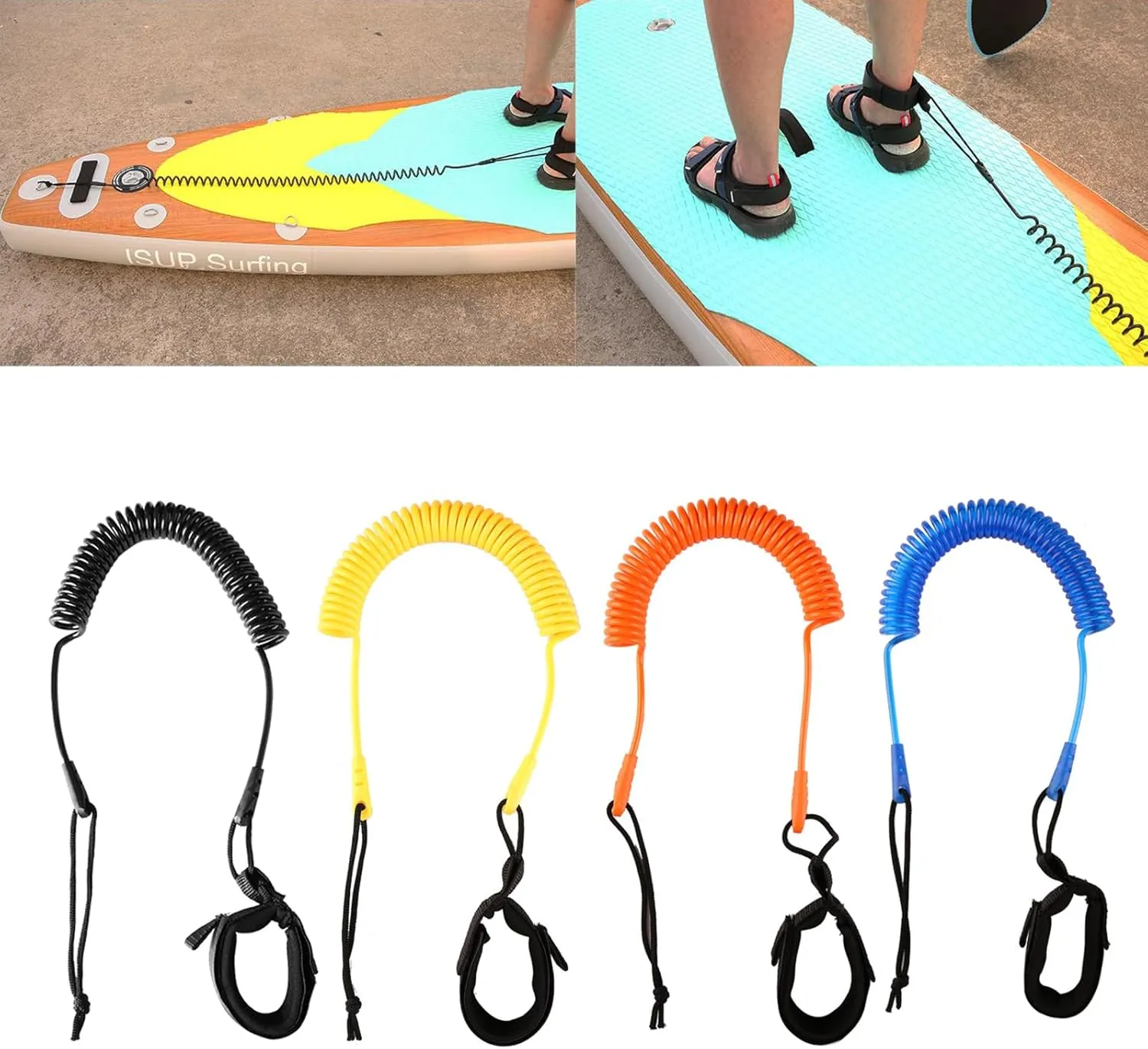 Comfortable Surfboard Leash Coiled Stand Up Paddle Board Leash SUPs Leg Rope for Paddleboard Longboards Shortboard