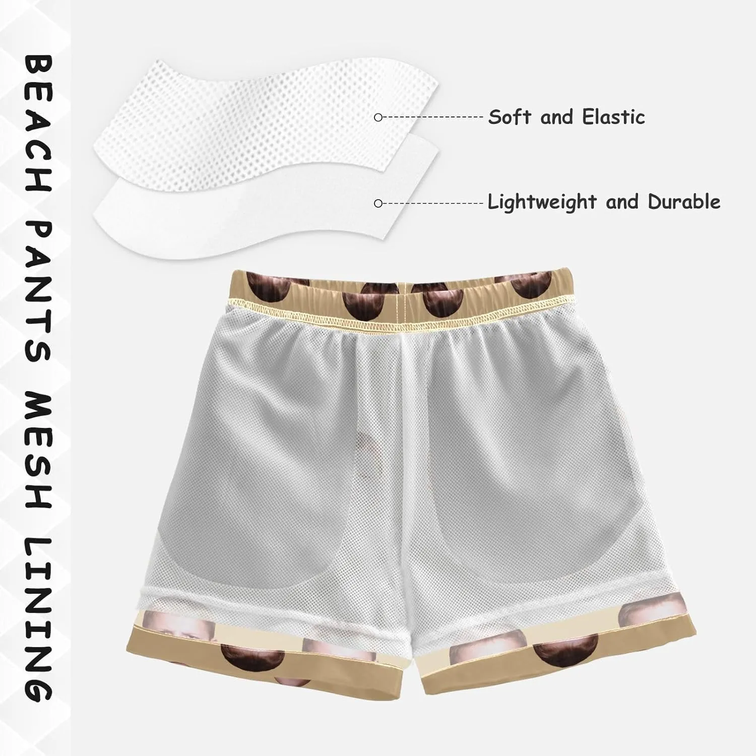 Custom Funny Boys Swim Trunks Personalized Photo Face Infant Baby Boy Swim Board Shorts Beach Shorts Swimwear