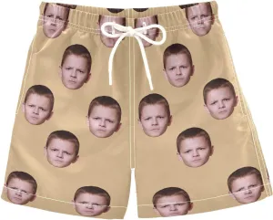 Custom Funny Boys Swim Trunks Personalized Photo Face Infant Baby Boy Swim Board Shorts Beach Shorts Swimwear