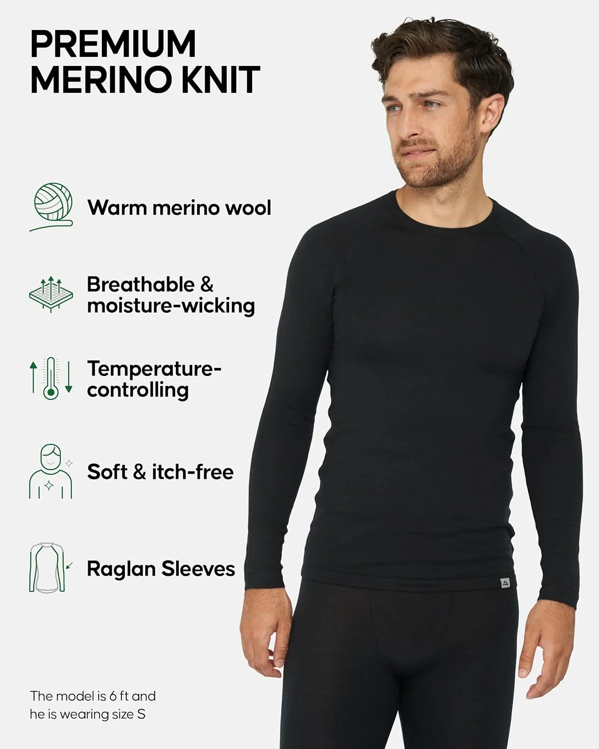 Danish Endurance Merino Wool Long Sleeve for Men, Thermal Top, Merino Wool Base Layer Underwear, with or Without a Zipper