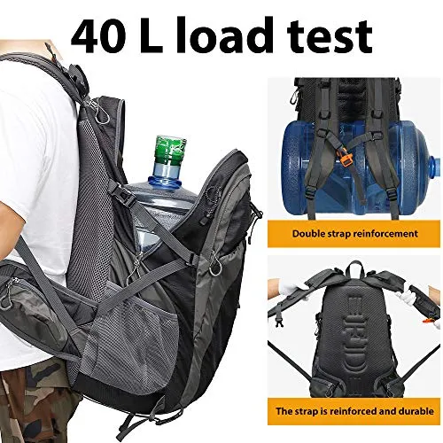 FENGDONG 40L Waterproof Lightweight Outdoor Daypack Hiking,Camping,Travel Backpack for Men Women Black