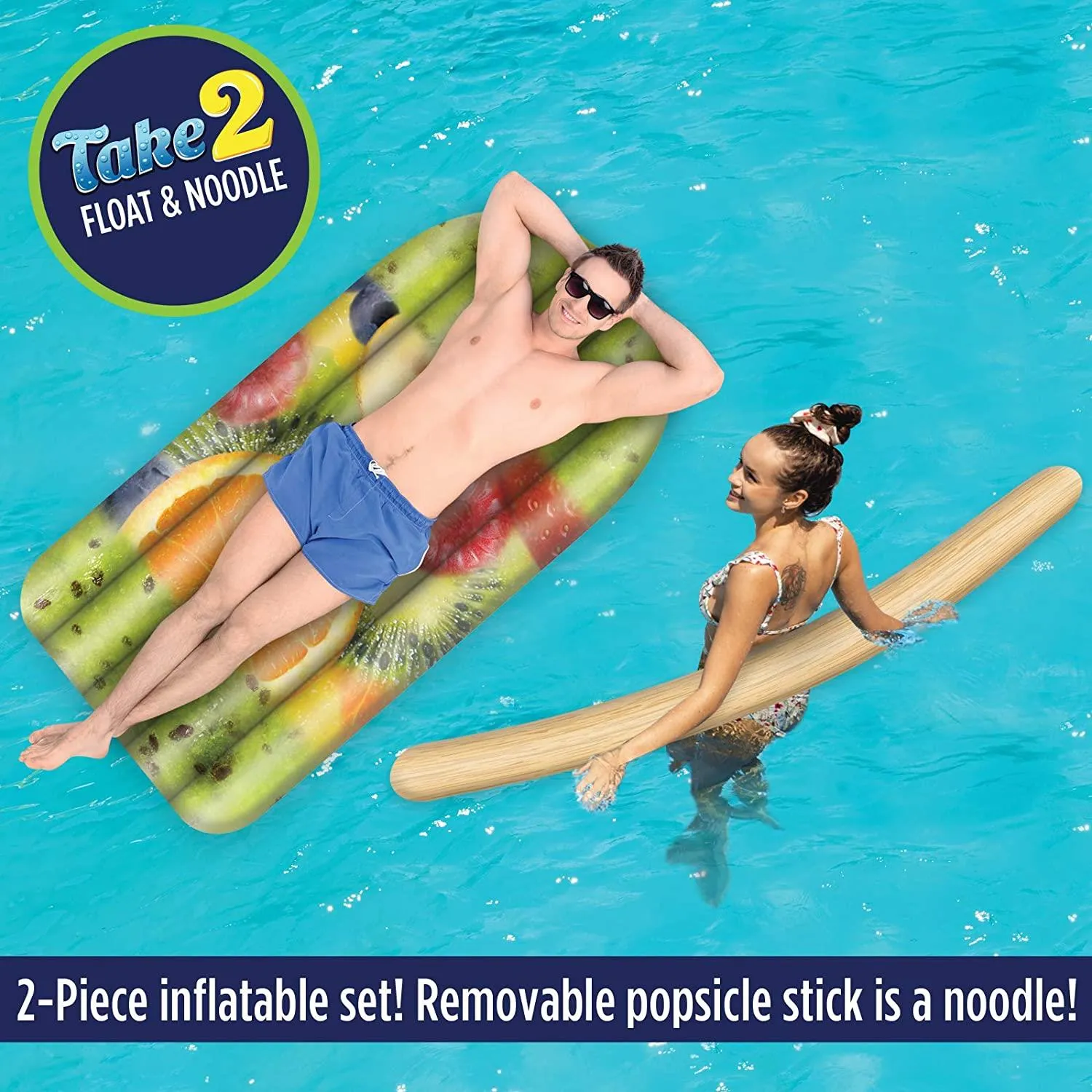 Fruit Popsicle Inflatable Pool Float Tube & Noodle 2-in-1 Floats Raft Mighty Mojo