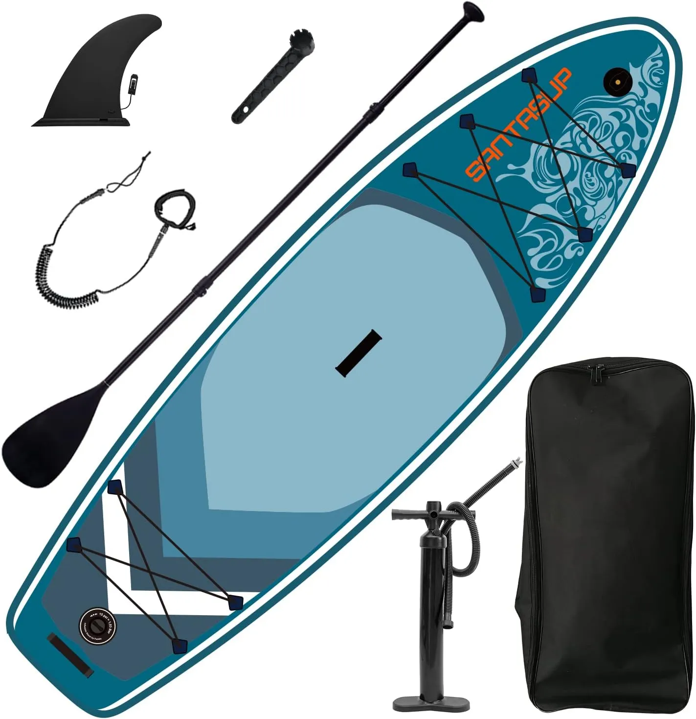 Inflatable Stand Up Paddle Board 9.9'x33 x5 with Premium Accessories & Backpack, Wide Stance, Bottom Fin for Paddling, Paddle, Leash, Surf Control, Non-Slip Deck for Youth & Adult