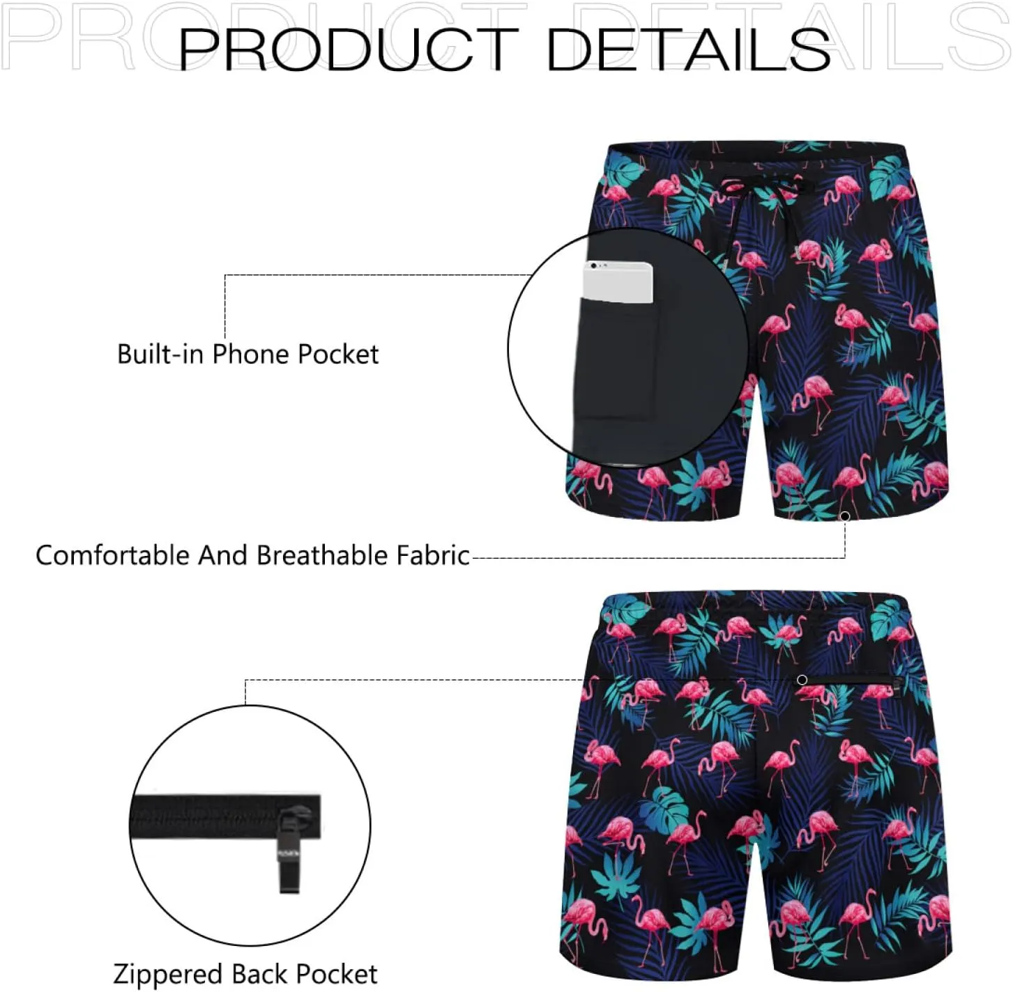 KSLIDS Mens Swim Trunks with Compression Liner 2-in-1 Swimming Shorts 5 inch Inseam Quick Dry Beach Board Shorts