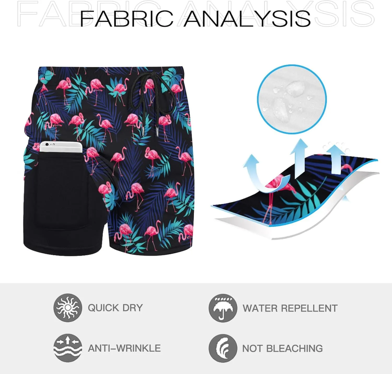KSLIDS Mens Swim Trunks with Compression Liner 2-in-1 Swimming Shorts 5 inch Inseam Quick Dry Beach Board Shorts