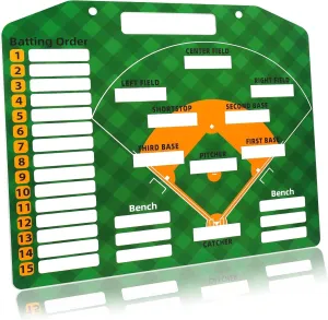Magnetic Baseball Lineup Board for Dugout, SUVEUS Baseball Clipboard for Coaches, Softball Lineup Cards Marker Boards (Green)