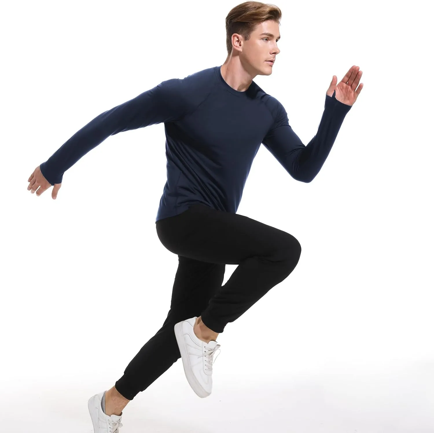 Men's Fleece Lined Thermal Shirts Midweight Crew/Mock Neck Base Layer Long Sleeve Top Cold Weather Workout