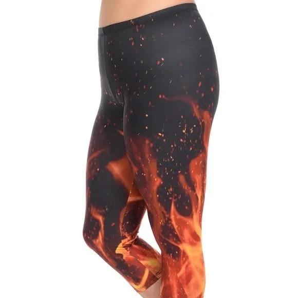 Miz Fire Starter: Plus 3D illusion Print Capri Leggings XL