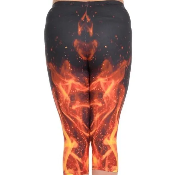 Miz Fire Starter: Plus 3D illusion Print Capri Leggings XL