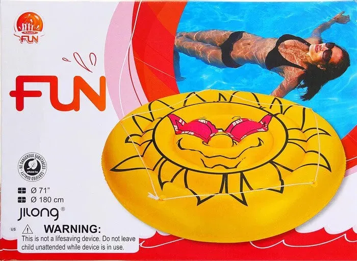 New in box! Large 6 Foot Diameter Inflatable Jilong Sun Island Raft Floaty, big enough for 2 adults with mooring ropes! 352 Lb weight Capacity!