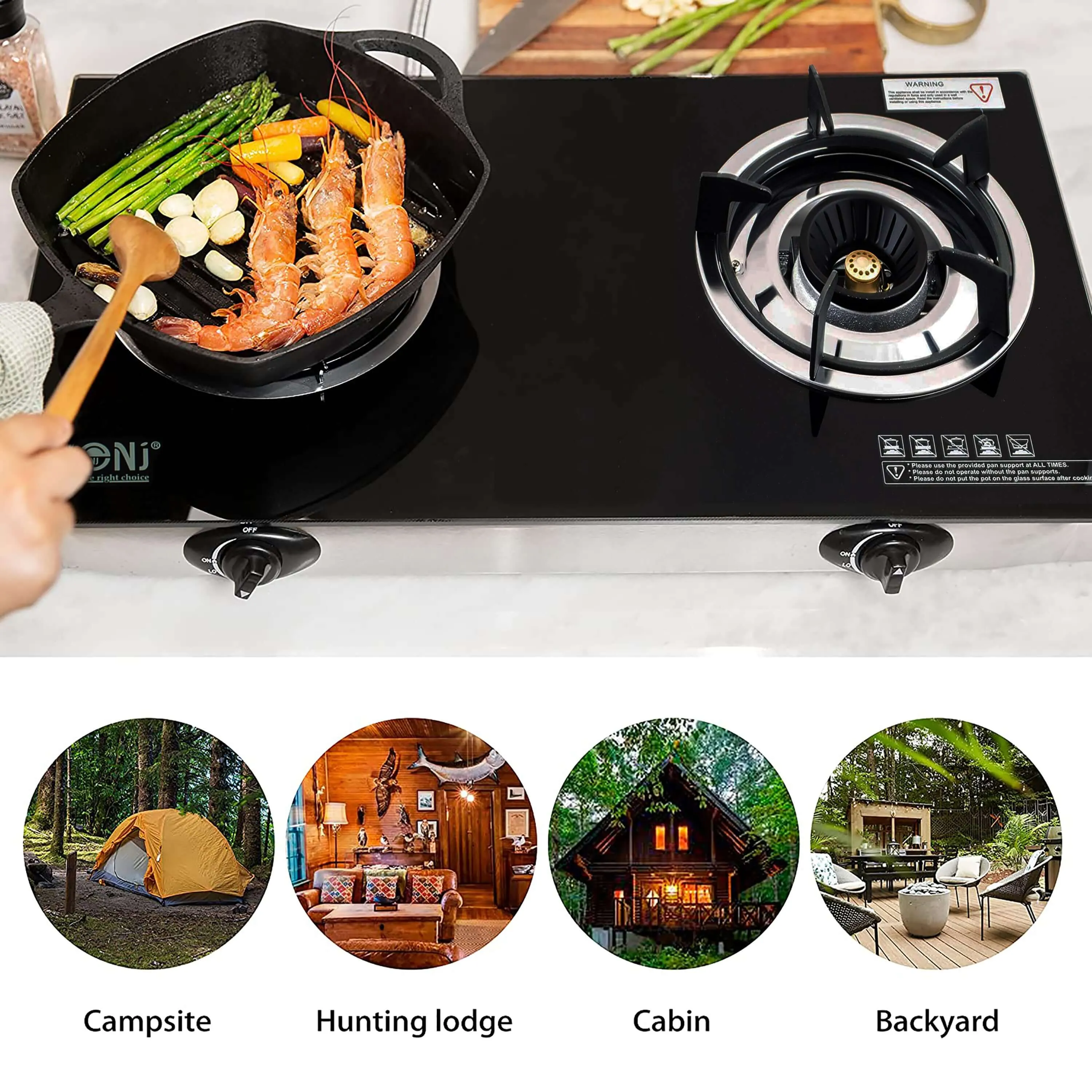 NJ NGB-S2 Gas Stove 2 Burners 6.8 kW