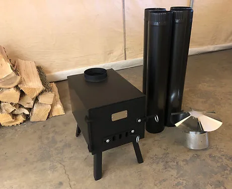 North Woods Fabrication Base Camp Stove Kit | Compact Wood Stove