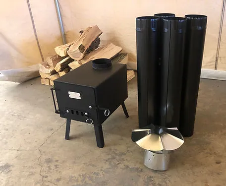 North Woods Fabrication Base Camp Stove Kit | Compact Wood Stove