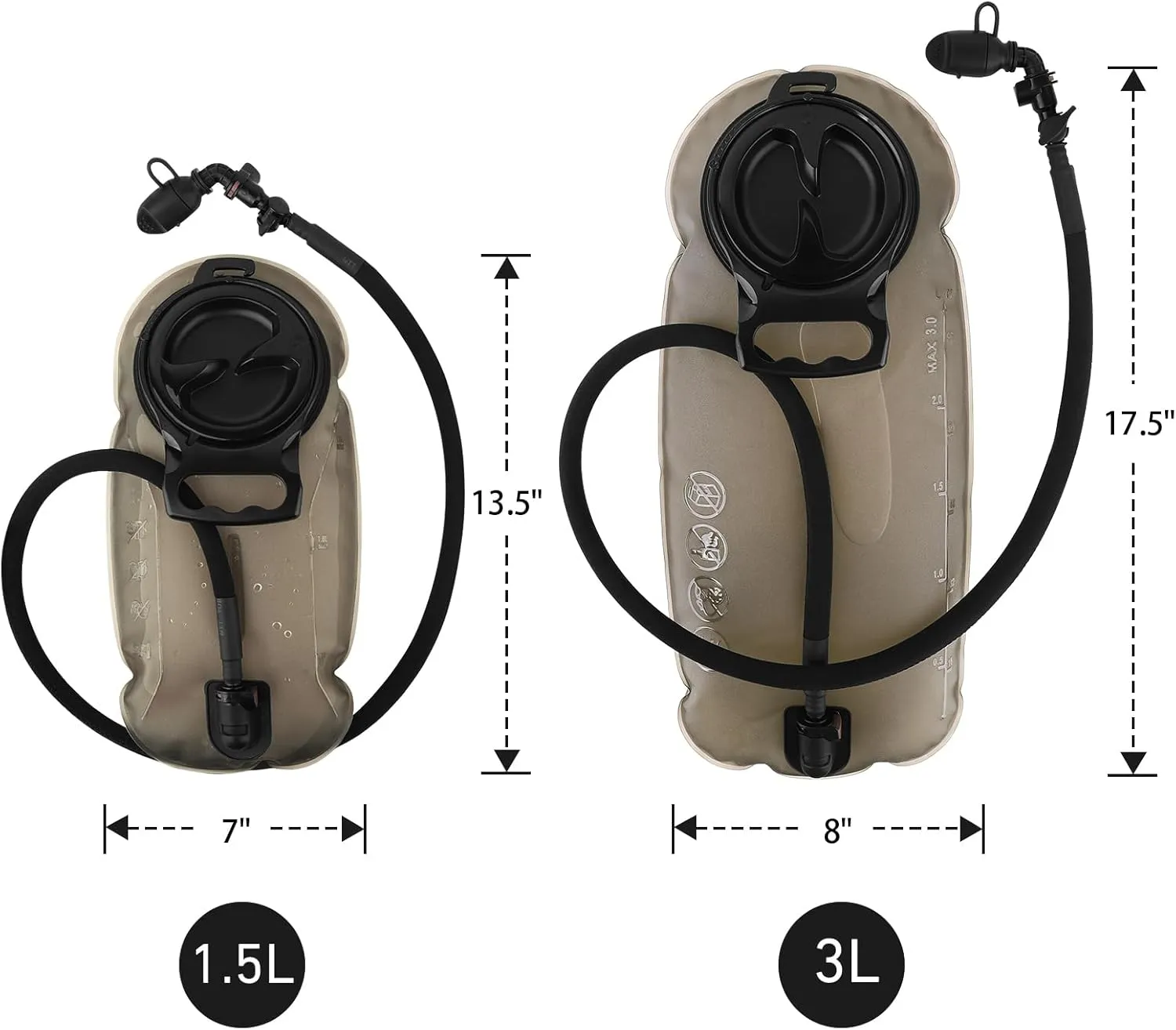 PETAC GEAR 1.5L / 3L Tactical Hydration PackMolle Carrier Pouch for 50 oz /100 oz Hydration Bladder Daypack Water Backpack.