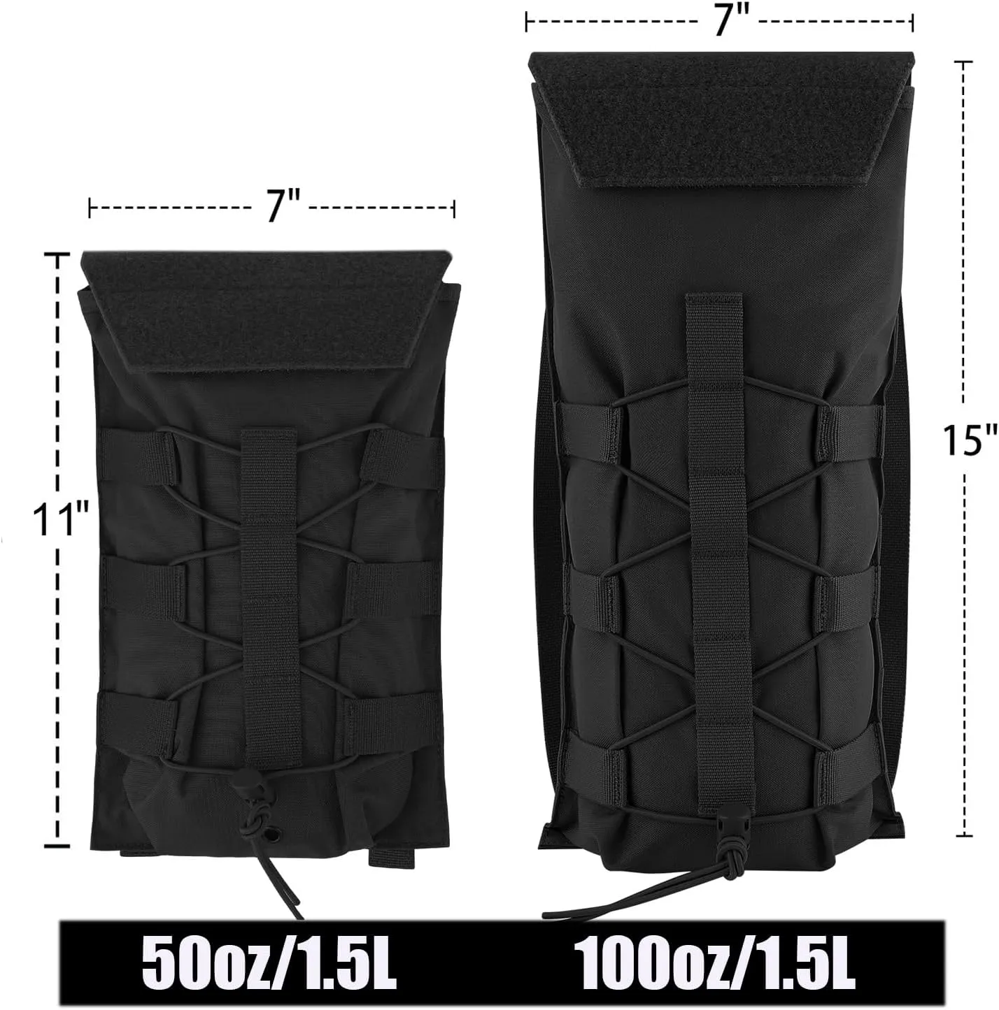 PETAC GEAR 1.5L / 3L Tactical Hydration PackMolle Carrier Pouch for 50 oz /100 oz Hydration Bladder Daypack Water Backpack.