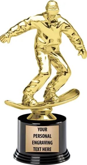 Snowboarding Trophies with Custom Engraving, 7.25" Personalized Snowboard Cruiser Trophy On Deluxe Round Base Prime
