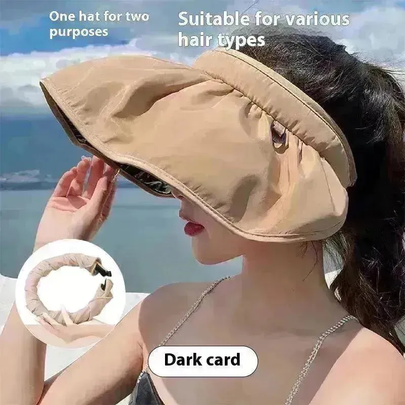 Summer Shell Hat FPF50 Empty-top Hat Women's Cycling Sun Protection UV Face Covering Sunhat Outdoor