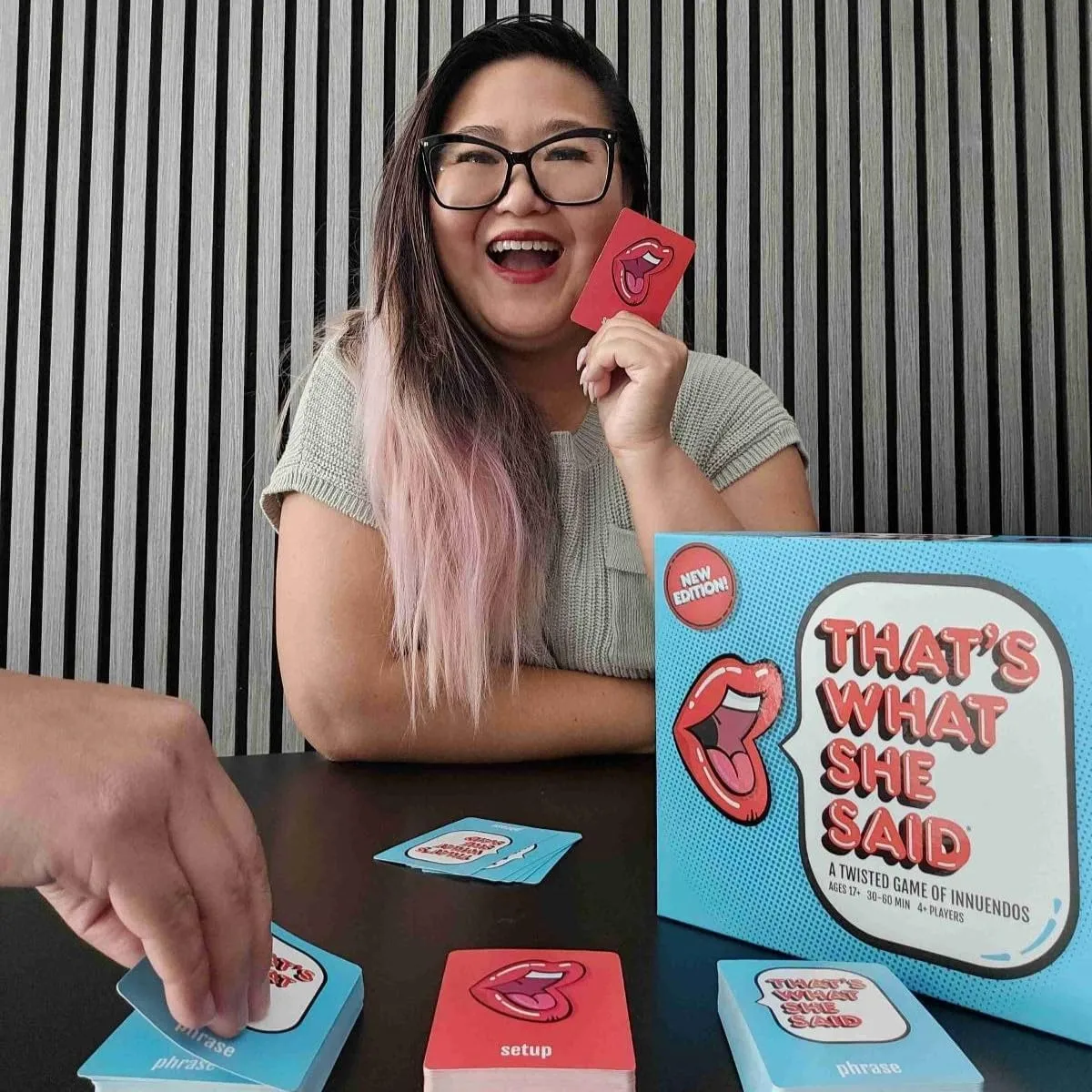That's What She Said - Second Edition Match All New Wacky Setup Cards with New Funny Phrase Cards to See Who Has The Dirtiest Sense of Humor, Ages 17 , 4  Players