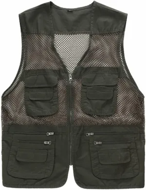 Unisex Mesh Breathable Fishing Vest, Multi-Pockets Photography Travel Hiking Waistcoat Jacket for Adults and Youth