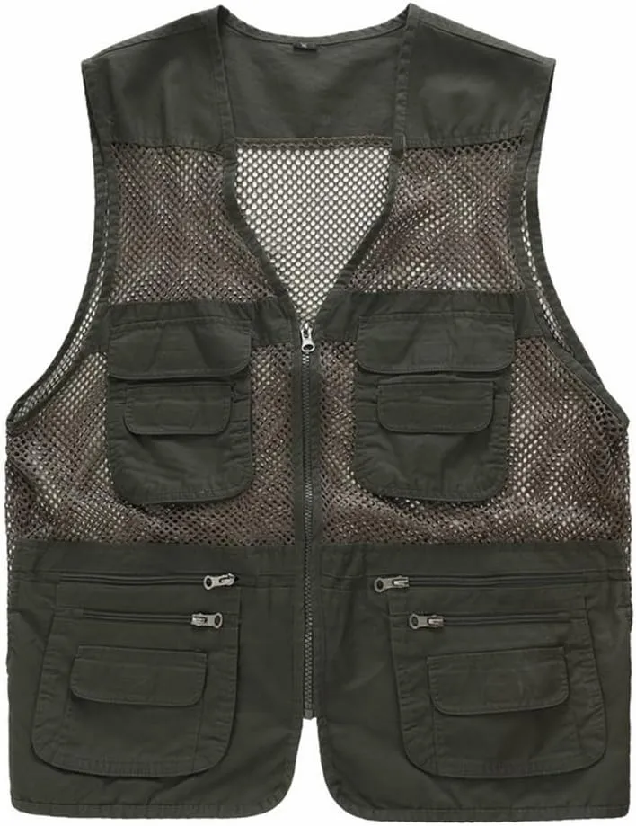 Unisex Mesh Breathable Fishing Vest, Multi-Pockets Photography Travel Hiking Waistcoat Jacket for Adults and Youth