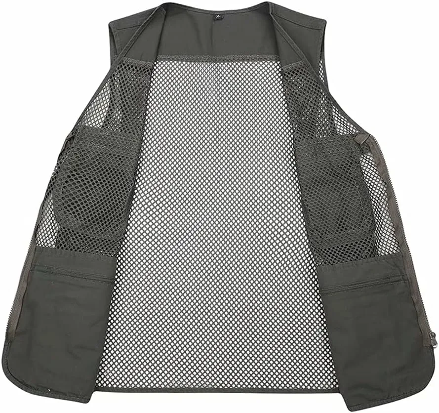Unisex Mesh Breathable Fishing Vest, Multi-Pockets Photography Travel Hiking Waistcoat Jacket for Adults and Youth