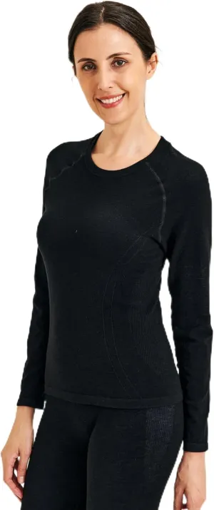 Women's 100% Merino Wool Base Layer Shirt Long Sleeve Thermal Underwear Casual Tee Tops for Hiking Travel Skiing