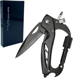WYNK 6-in-1 Tactical Multitool Carabiner with Folding Knife, Bottle Opener, Emergency Glass Breaker & Screwdrivers, Portable Survival Gear for Camping, Hiking, Everyday Carry-Gift for Men,Outdoorsmen