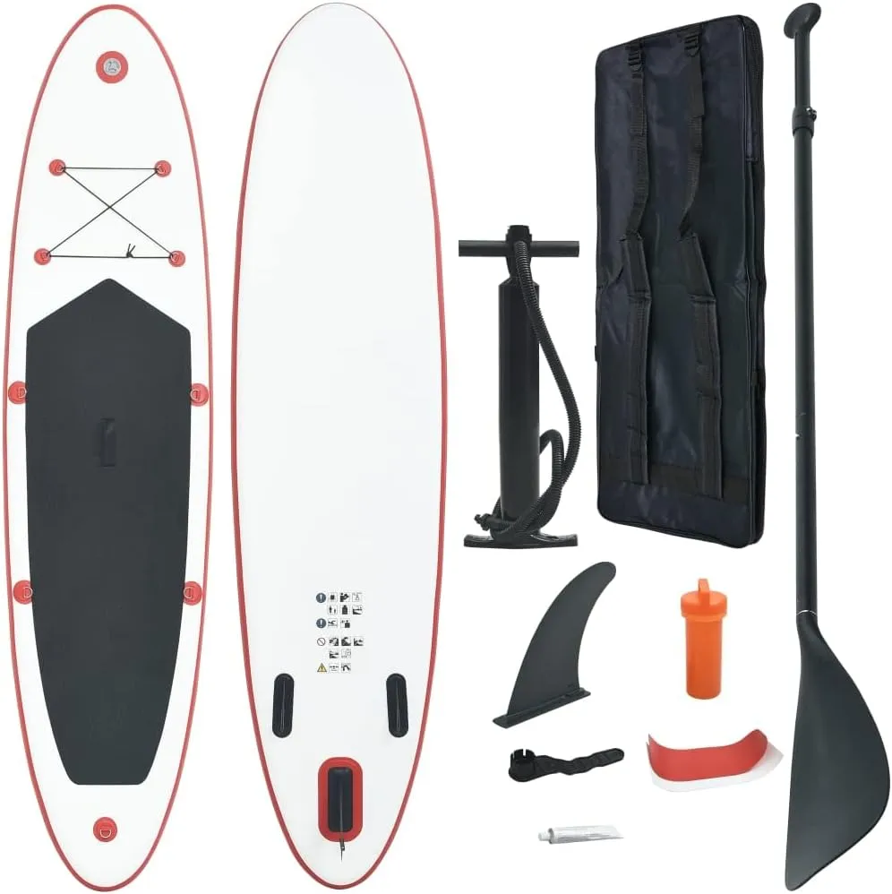 YAFF Stand Up Paddle Board Set SUP Surfboard Inflatable Red and White (30.36lbs)